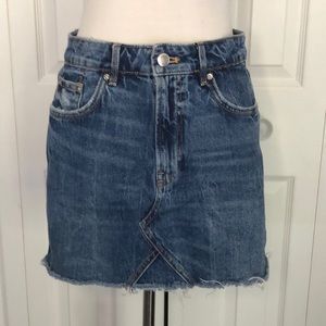 Zara Trafaluc Frayed Denim Skirt size Small
